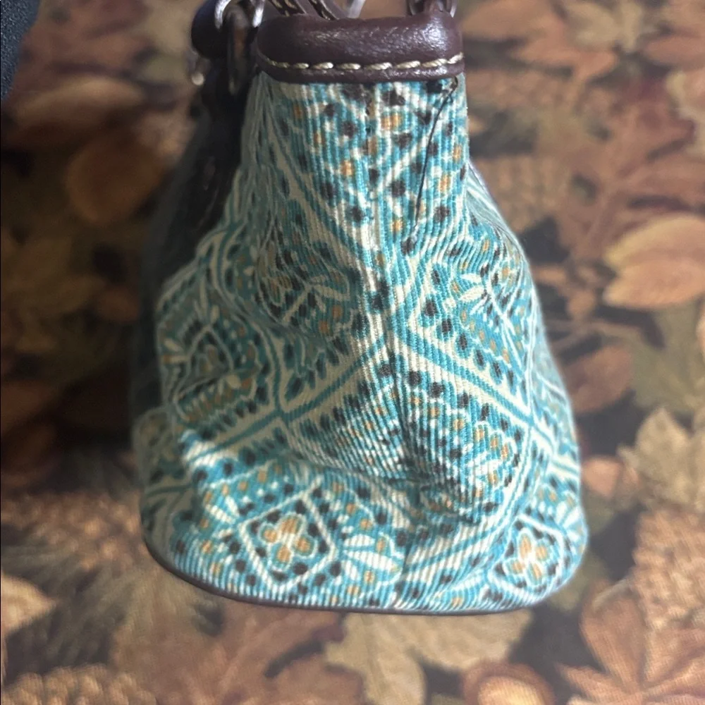 Y2K Tommy Hilfiger Corduroy Patterned Fabric & Brown Leather Small Handbag